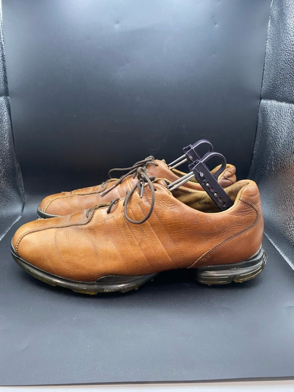 Adidas Adipure Golf Shoes Mens Size 10 Brown Leather Puremotion Spiked 671117